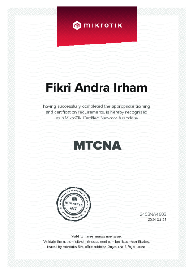 MikroTik Certified Network Associate (MTCNA)